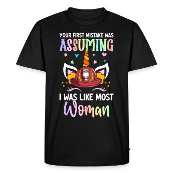 Firefighter Fire Fighting - Men's Premium Organic T-Shirt - black - Front - Nico (187cm)