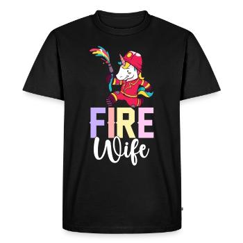 Pompier Lutte contre l’incendie - T-shirt Premium bio Homme - noir - Devant - Nico (187cm)