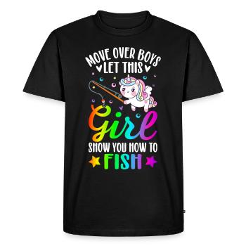Pêcheuse Fille Pêcheuse Femme Pêcheur - T-shirt Premium bio Homme - noir - Devant - Nico (187cm)