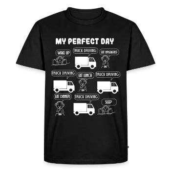 My Perfect Day Truck Driving - Men's Premium Organic T-Shirt - black - Front - Nico (187cm)