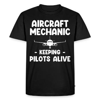 Les mécaniciens d’aéronefs maintiennent les pilotes en vie - T-shirt Premium bio Homme - noir - Devant - Nico (187cm)