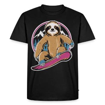 Sensation de snowboard : le paresseux cool - T-shirt Premium bio Homme - noir - Devant - Nico (187cm)