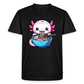 Nouilles Axolotl Ramen Amphibian Kawaii Anime - T-shirt Premium bio Homme - noir - Devant - Nico (187cm)