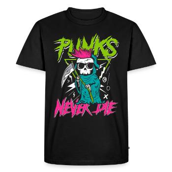 Punks never die | anti establishment skull - Men's Premium Organic T-Shirt - black - Front - Nico (187cm)