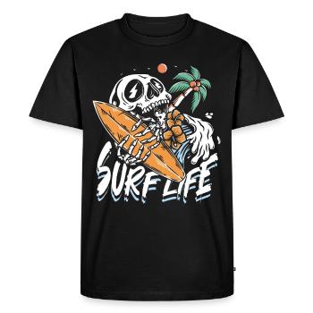 Surf life | sun & chill beach skull - Men's Premium Organic T-Shirt - black - Front - Nico (187cm)