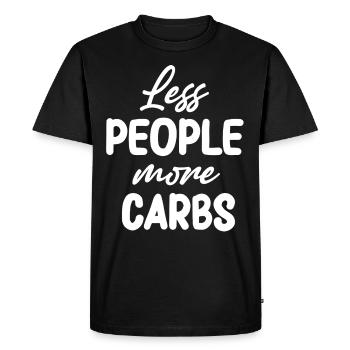 Moins de personnes Plus de glucides Petit-déjeuner - T-shirt Premium bio Homme - noir - Devant - Nico (187cm)