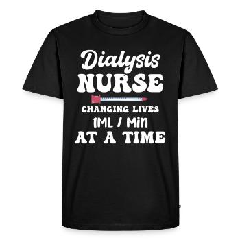 Une infirmière en dialyse change la vie 1 ml/min - T-shirt Premium bio Homme - noir - Devant - Nico (187cm)