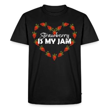 La fraise est ma confiture Fraise Fruits Baies Coeur - T-shirt Premium bio Homme - noir - Devant - Nico (187cm)