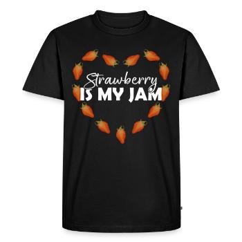 La fraise est ma confiture Fraise Fruits Fruits - T-shirt Premium bio Homme - noir - Devant - Nico (187cm)