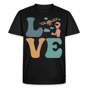 Pilote de drone Quadricoptère RC - T-shirt Premium bio Homme - noir - Devant - Nico (187cm)