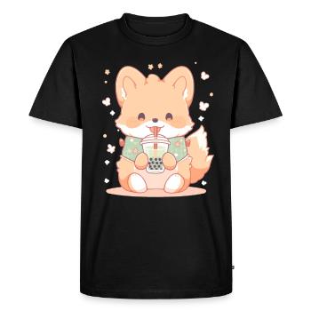 Kawaii Corgi Dog Drinks Boba Bubble Tea Chibi - T-shirt Premium bio Homme - noir - Devant - Nico (187cm)