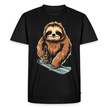 Snowboard Sloth : Descente fraîche - T-shirt Premium bio Homme - noir - Devant - Nico (187cm)
