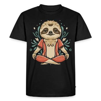 Yoga paresseux : la sérénité rencontre la pose - T-shirt Premium bio Homme - noir - Devant - Nico (187cm)
