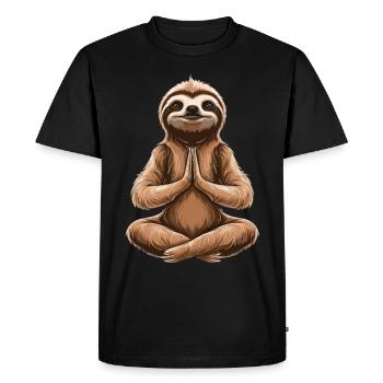 Yoga paresseux : la sérénité rencontre la pose - T-shirt Premium bio Homme - noir - Devant - Nico (187cm)