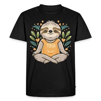 Zen Sloth : Yoga relaxant avec une touche d’originalité - T-shirt Premium bio Homme - noir - Devant - Nico (187cm)