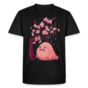 Kawaii Blobfish fleurs de cerisier japonais - T-shirt Premium bio Homme - noir - Devant - Nico (187cm)