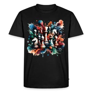 Pittoresque pièces d’échecs chemise d’échecs cadeau - T-shirt Premium bio Homme - noir - Devant - Nico (187cm)