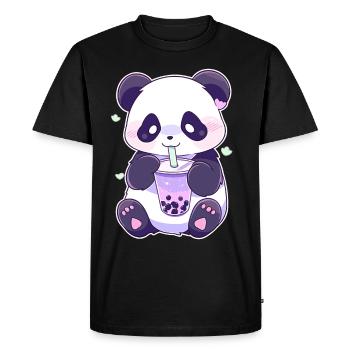 Kawaii Panda boit Boba Bubble Tea Chibi - T-shirt Premium bio Homme - noir - Devant - Nico (187cm)