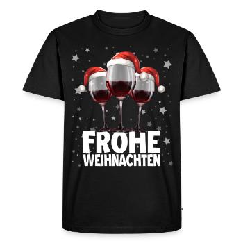 Frohe Weihnachten Weinglas mit Weihnachtsmütze - Männer Premium Bio T-Shirt - Schwarz - Vorne - Nico (187cm)