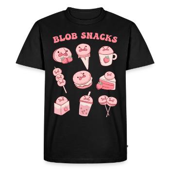 Kawaii Blobfish Strawberry Snacks - Men's Premium Organic T-Shirt - black - Front - Nico (187cm)