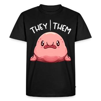 Kawaii Non Binaire Pronoms Queer Pronoms Blobfish - T-shirt Premium bio Homme - noir - Devant - Nico (187cm)