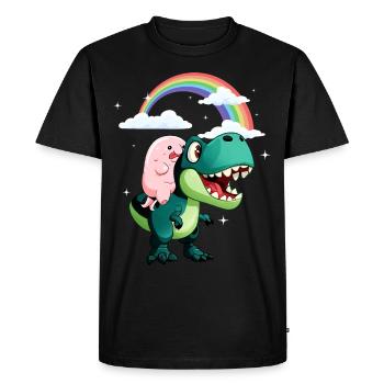 Poisson blob kawaii Trex Tyrannosaurus Rex - T-shirt Premium bio Homme - noir - Devant - Nico (187cm)