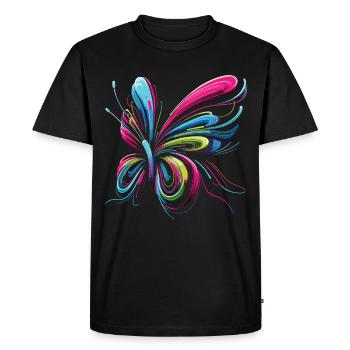 Vol de fantaisie : papillon abstrait - T-shirt Premium bio Homme - noir - Devant - Nico (187cm)