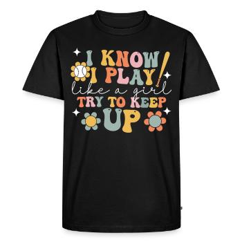 Groovy Baseball Fille Joueuse - T-shirt Premium bio Homme - noir - Devant - Nico (187cm)