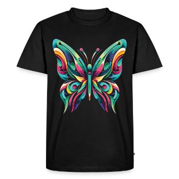 Jeu de couleurs : la magie moderne des papillons - T-shirt Premium bio Homme - noir - Devant - Nico (187cm)