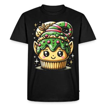 Sweet Elf Delight: Christmas Cupcake - Men's Premium Organic T-Shirt - black - Front - Nico (187cm)