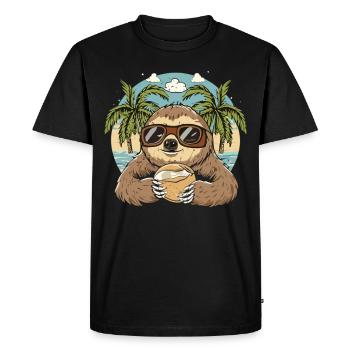 Tropical Chill : paresseux à la noix de - T-shirt Premium bio Homme - noir - Devant - Nico (187cm)