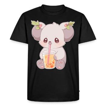 Kawaii Koala Boissons Boba Bubble Tea Chibi - T-shirt Premium bio Homme - noir - Devant - Nico (187cm)