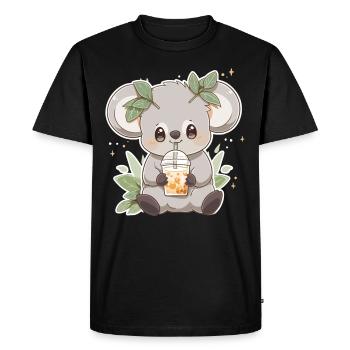 Kawaii Koala Boissons Boba Bubble Tea Chibi - T-shirt Premium bio Homme - noir - Devant - Nico (187cm)
