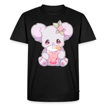 Kawaii Koala Boissons Boba Bubble Tea Chibi - T-shirt Premium bio Homme - noir - Devant - Nico (187cm)