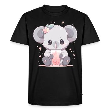 Kawaii Koala Boissons Boba Bubble Tea Chibi - T-shirt Premium bio Homme - noir - Devant - Nico (187cm)