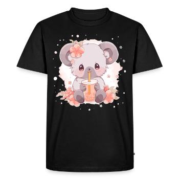 Kawaii Koala Boissons Boba Bubble Tea Chibi - T-shirt Premium bio Homme - noir - Devant - Nico (187cm)