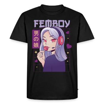Femboy Travestissement Travesti MTF Anime - T-shirt Premium bio Homme - noir - Devant - Nico (187cm)