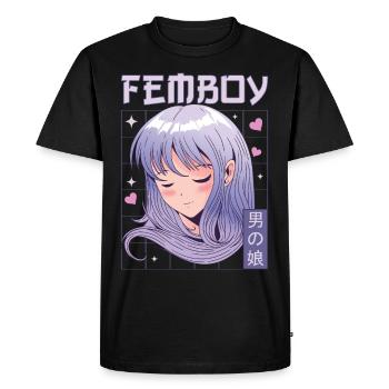 Femboy Travestissement Travesti MTF Anime - T-shirt Premium bio Homme - noir - Devant - Nico (187cm)