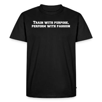 Fitness - Train with purpose, perform with - Men's Premium Organic T-Shirt - black - Front - Nico (187cm)