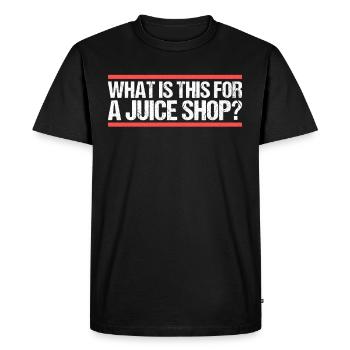 Qu’est-ce que c’est pour un magasin de jus ? Danglais - T-shirt Premium bio Homme - noir - Devant - Nico (187cm)