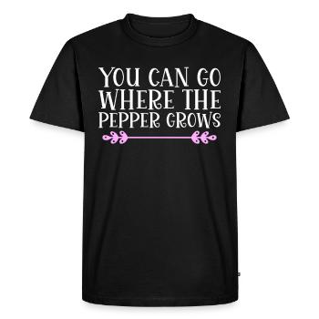 You can go where the pepper grows. Denglish - Men's Premium Organic T-Shirt - black - Front - Nico (187cm)