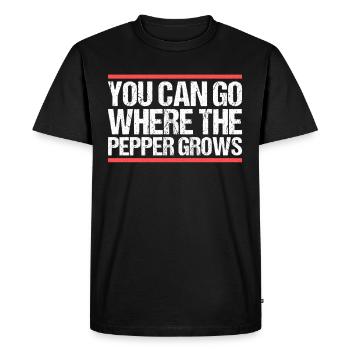 You can go where the pepper grows. Denglish - Men's Premium Organic T-Shirt - black - Front - Nico (187cm)