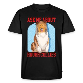 Collie à poil long Collie Rough Collies chien cadeau - T-shirt Premium bio Homme - noir - Devant - Nico (187cm)