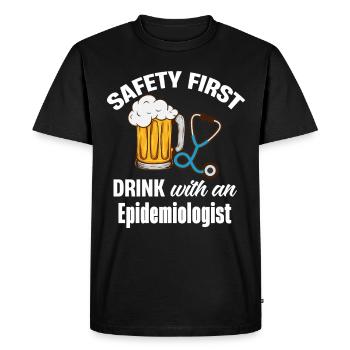 Safety First Drink with a - Men's Premium Organic T-Shirt - black - Front - Nico (187cm)