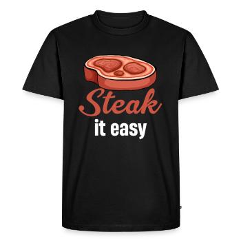 Steak It Easy Puns Faux-filet fumé au barbecue - T-shirt Premium bio Homme - noir - Devant - Nico (187cm)