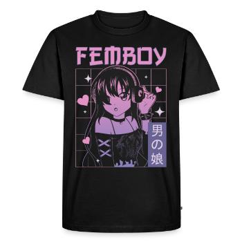 Femboy Travestissement Travesti MTF Anime - T-shirt Premium bio Homme - noir - Devant - Nico (187cm)