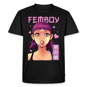 Femboy Travestissement Travesti MTF Anime - T-shirt Premium bio Homme - noir - Devant - Nico (187cm)
