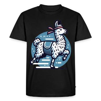 Jogger Lama : Sportif sur la route - T-shirt Premium bio Homme - noir - Devant - Nico (187cm)