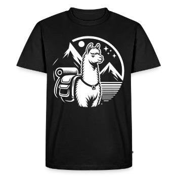 Lama de randonnée simple : Montagnes en vue - T-shirt Premium bio Homme - noir - Devant - Nico (187cm)