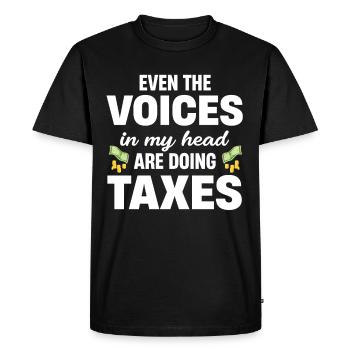 Même faire les voix dans ma tête - T-shirt Premium bio Homme - noir - Devant - Nico (187cm)